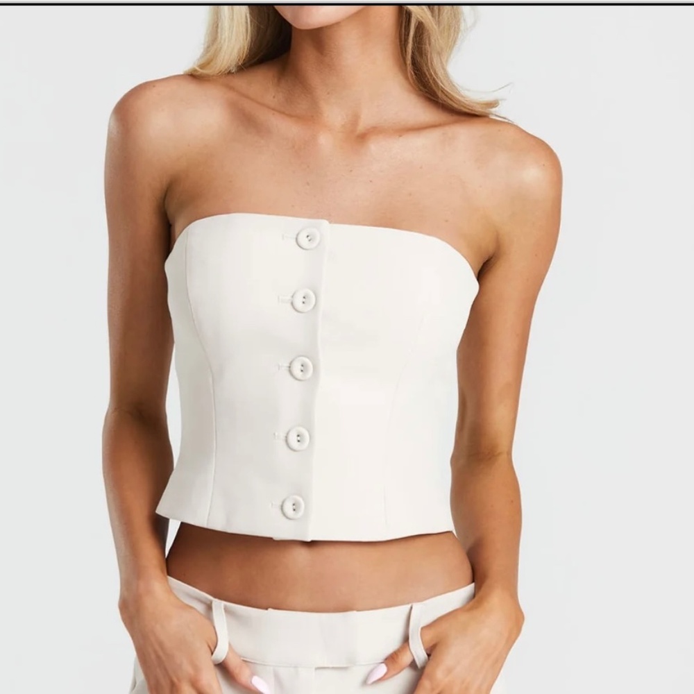 Sasha Therese XS Cream Tailored Top